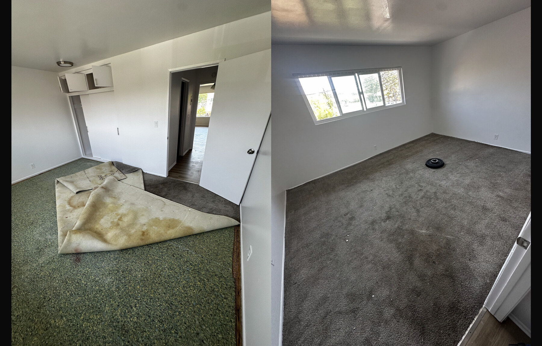 Before: old carpet in bedroom